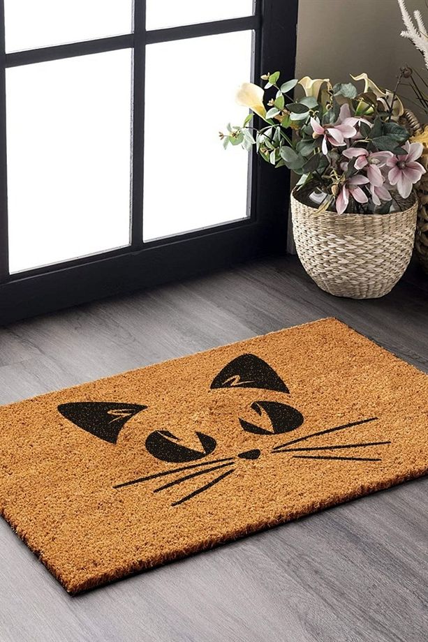 Paspas Gölge Kedi Desenli Kapı Önü Paspası - 1
