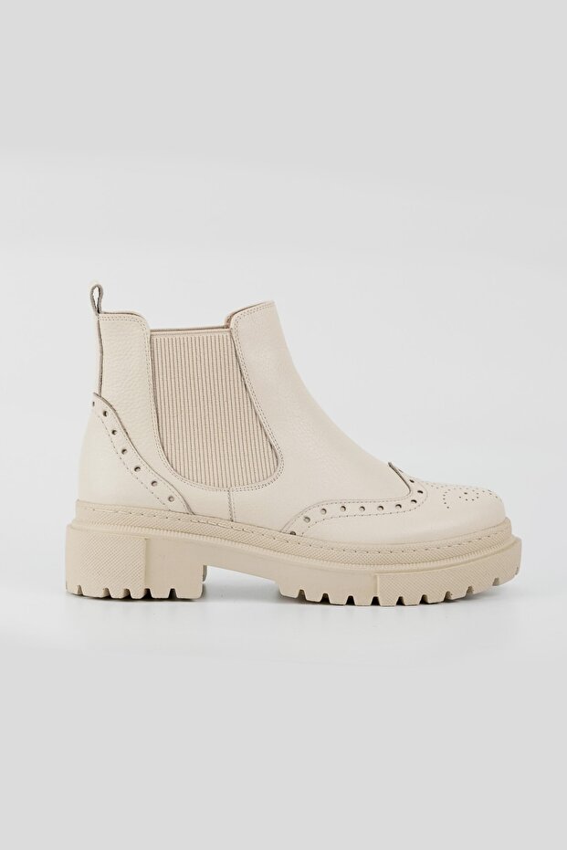 Women's Beige Genuine Leather Chelsea Boots & Booties, Size 35-41