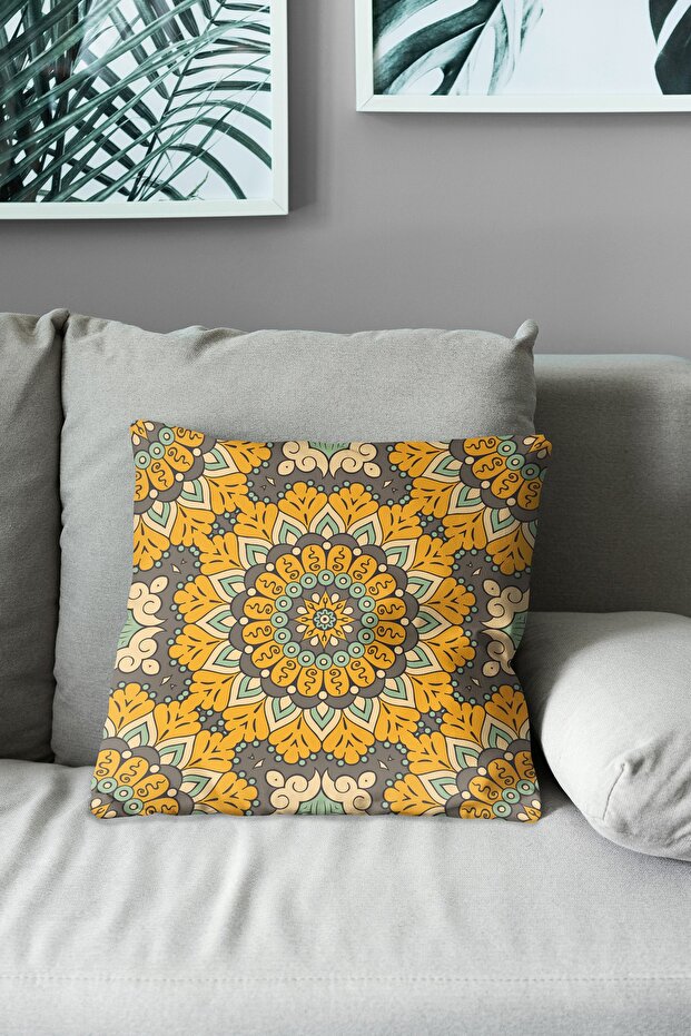 Double Sided Printed India Pattern-5 Patterned Suede Throw Pillow Cover - 3