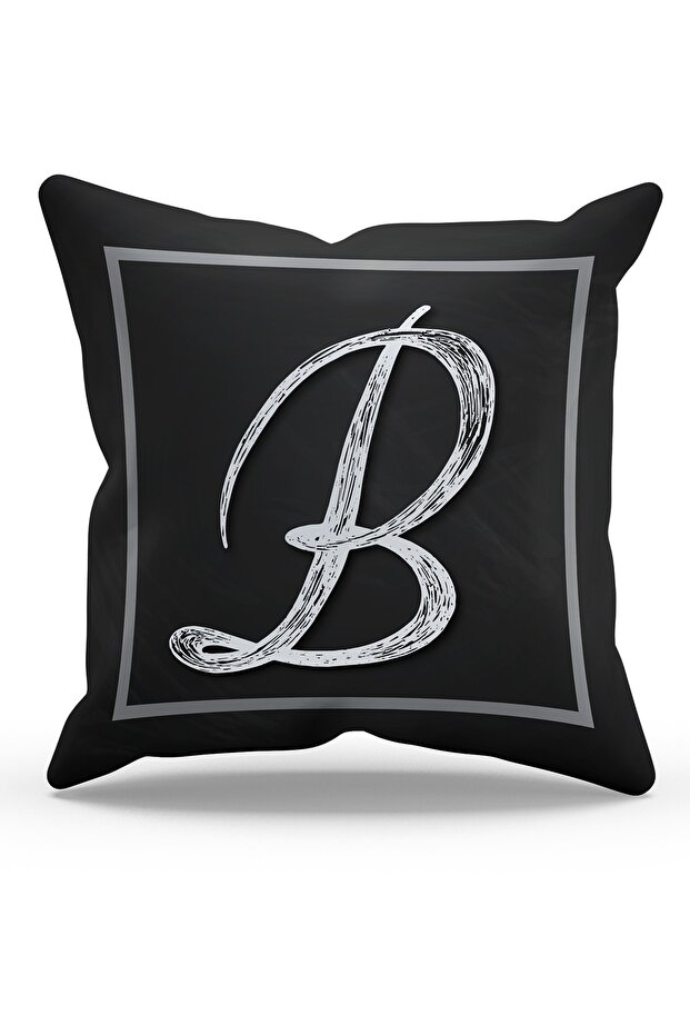 Suede Throw Pillow Cover with Double Sided Printed Letter B Pattern