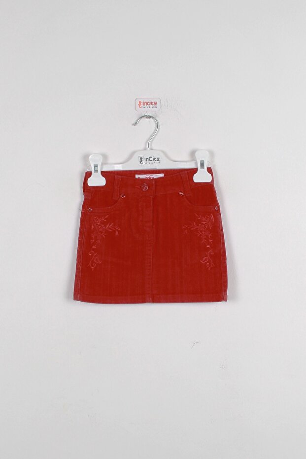 Girl's Velvet Red Skirt