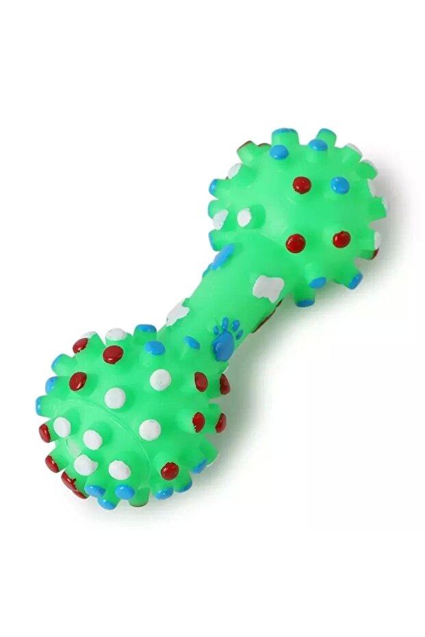 Spiky, Squeaky Dumbbell Dog Toy, 11 cm, Green
