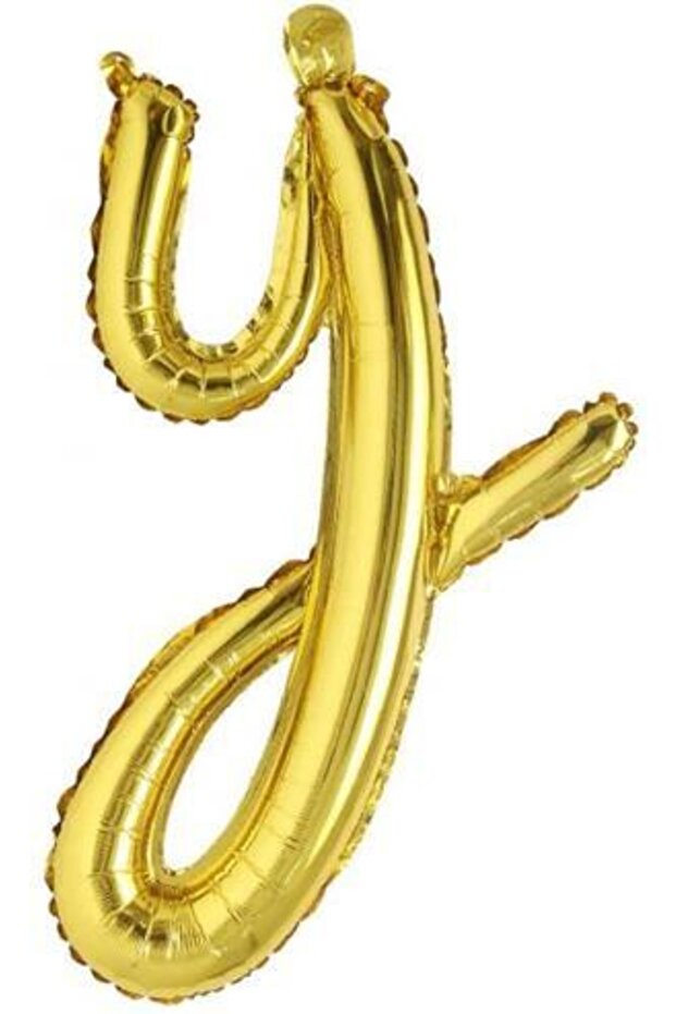 Y Letter Gold Handwritten Foil Balloon 18 Inc 45 cm