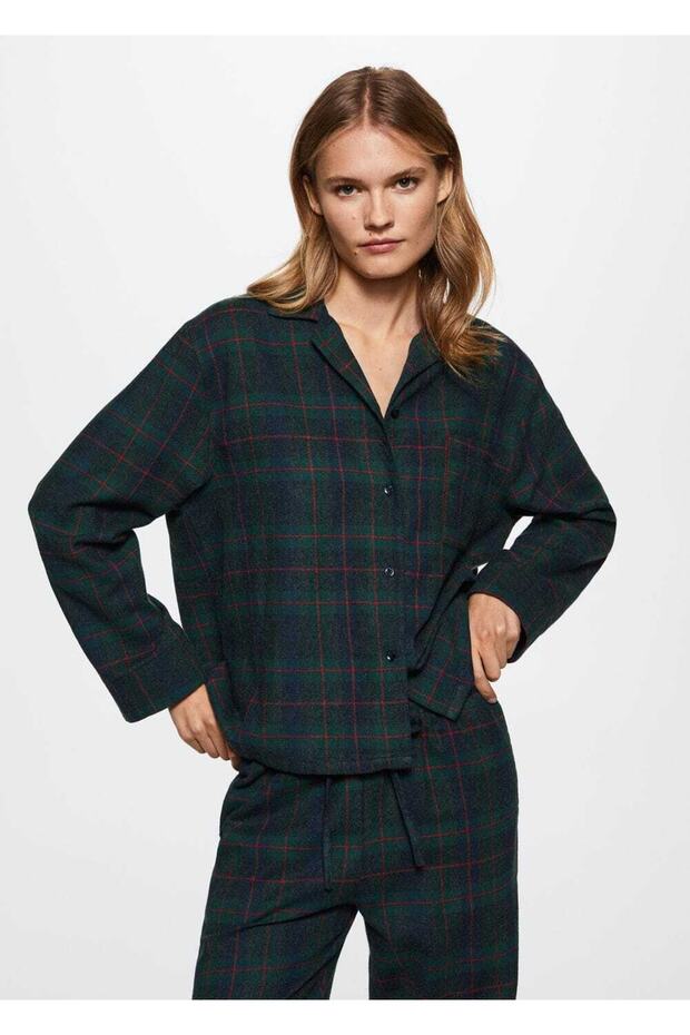 Kareli Pamuklu Pijama Üstü - 3