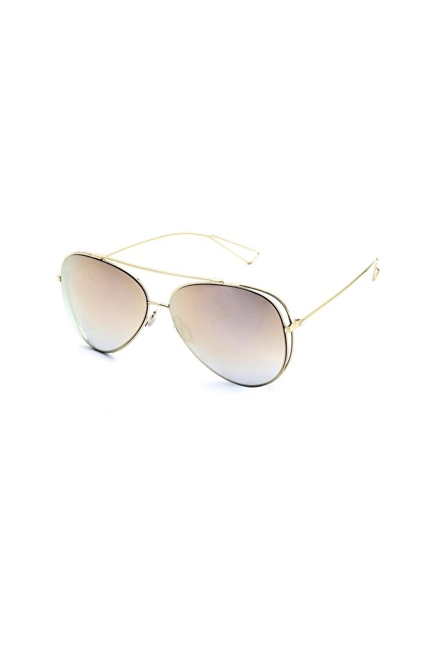 Women's Sunglasses Drop Design Gold Frame Mirrored Glass