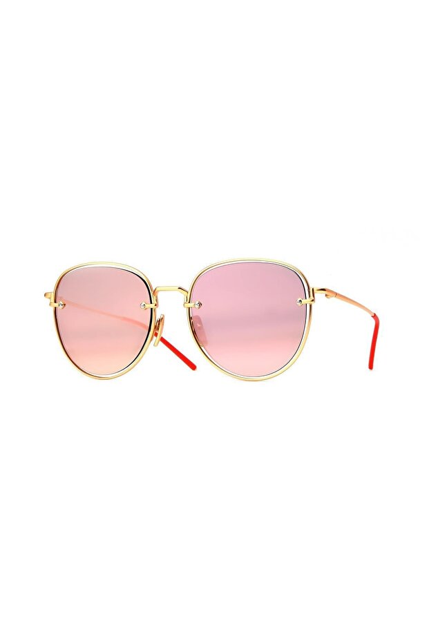 Women's Sunglasses Oval Design Gold Frame Pink Glass
