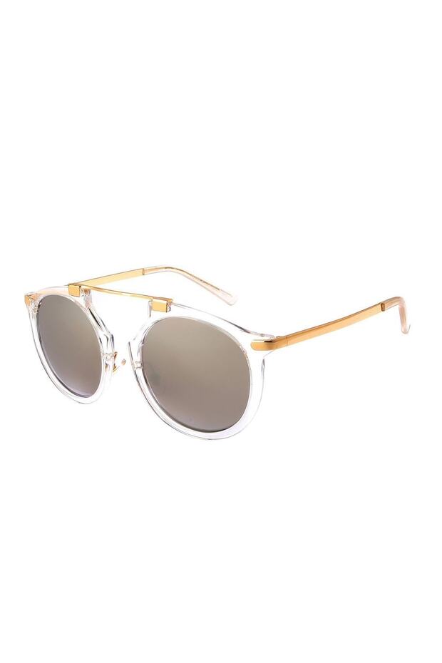 Women's Sunglasses Oval Design Transparent Gold Frame Black Glass