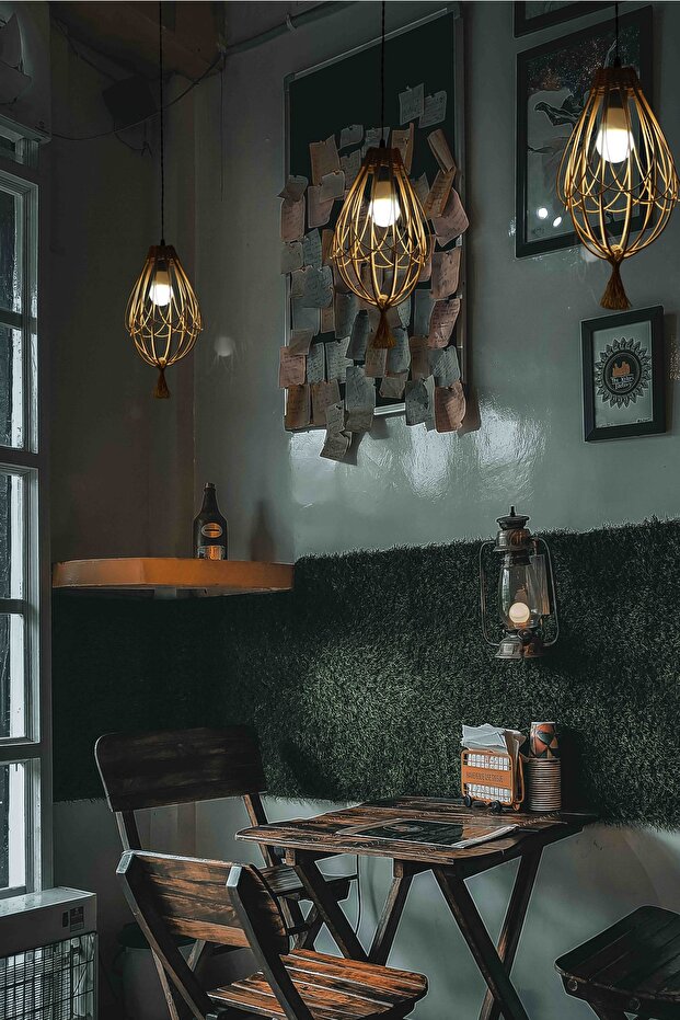 Bambu Avize Hasır Sarkıt: Daisy 20x35cm - 3