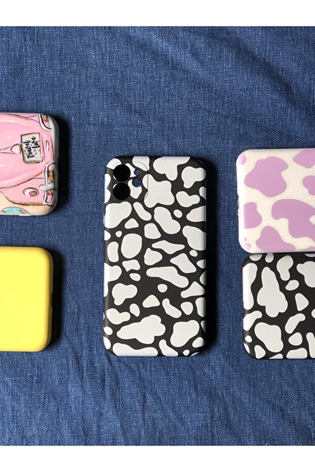 حافظة إطلاق آيفون 11 مع حماية للكاميرا، نموذج بقرة سوداء، جزء داخلي من جلد الغزال - 1