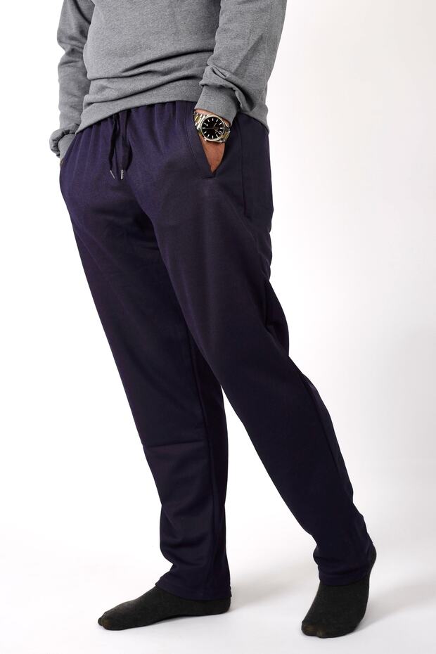 Men's Dark Navy Blue Straight Leg Soft Honeycomb Fabric Comfortable Sweatpants 22eesah566