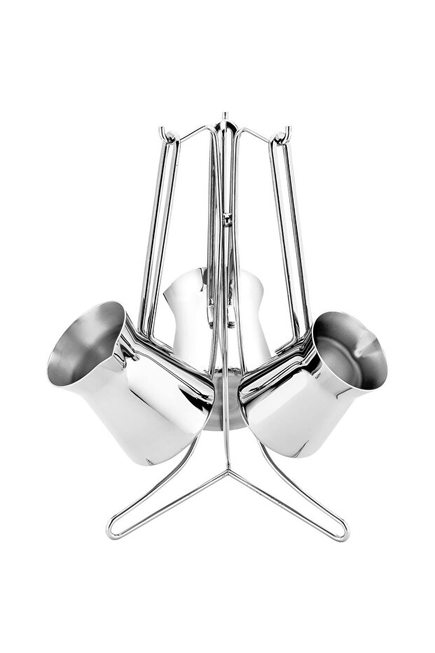 4 Parça Paslanmaz Çelik Lüks Cezve Takımı - 2