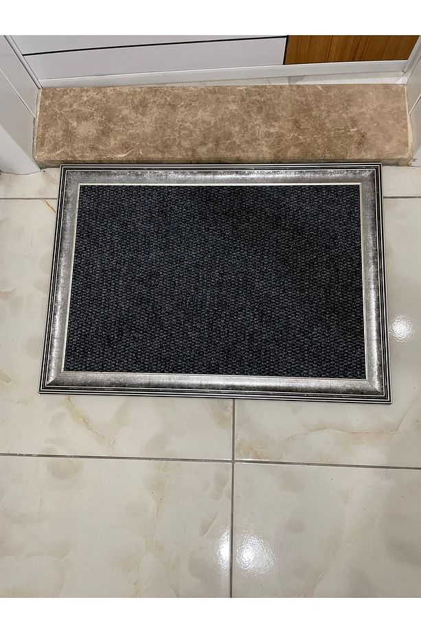 Antrasit Çerçeveli Mdf Dekoratif Kapı Önü Paspas - 2