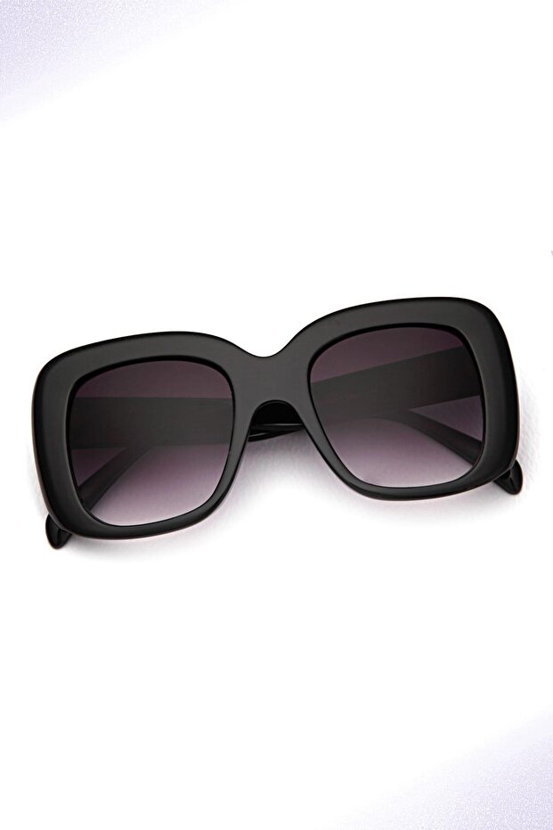 Women's Sunglasses Square Design Black Frame Black Glass