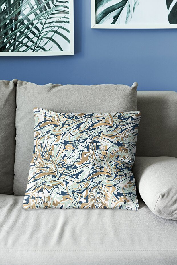 Double Sided Printed Abstract Patterned Suede Throw Pillow Case - 3