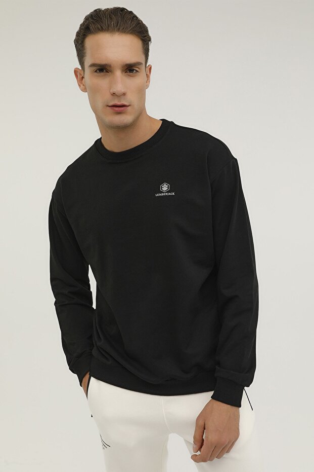 M-sn75 Basıc C Neck Sweat Siyah Erkek Sweatshirt - 1