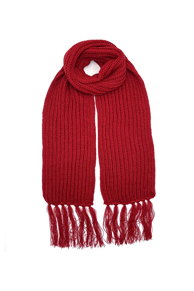 Basic Red Wool/cotton Knitted Thessaloniki Knitwear Scarf Scarf 200cm