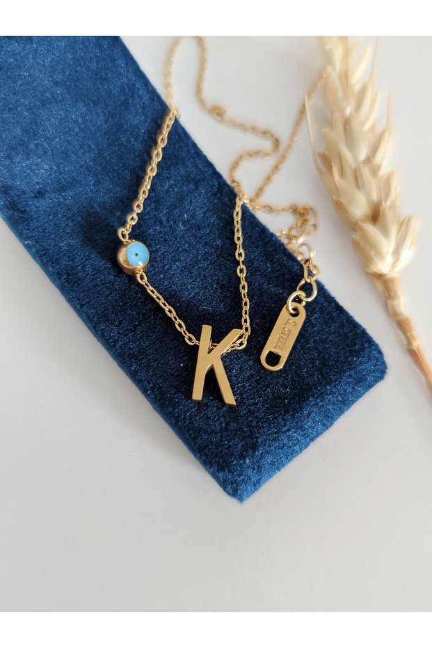 Gold Steel Non-Tarnish Letter K Necklace
