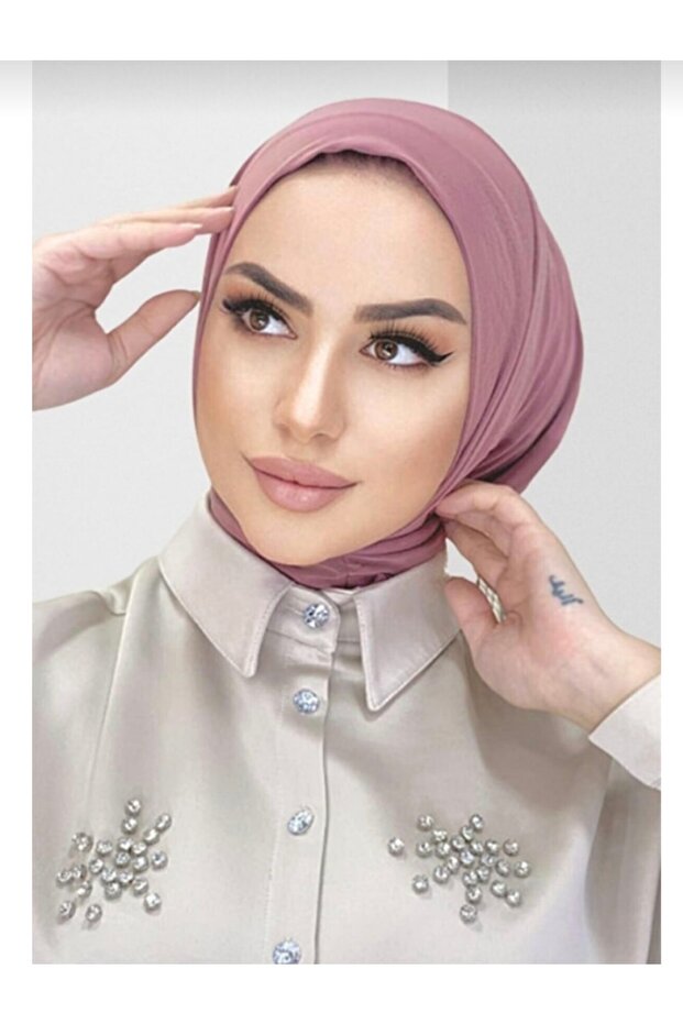 Snap Fastener وشاح جاهز Hijab Gülkurusuu