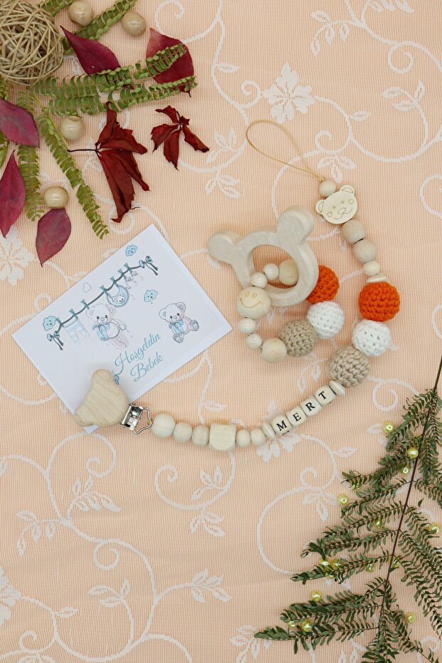 Amigurumi Wooden Teether And Wooden Pacifier Chain
