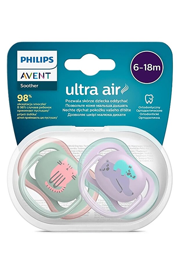 Scf085/18 Ultra Air Pacifier 6-18 Months Set of 2 Girls