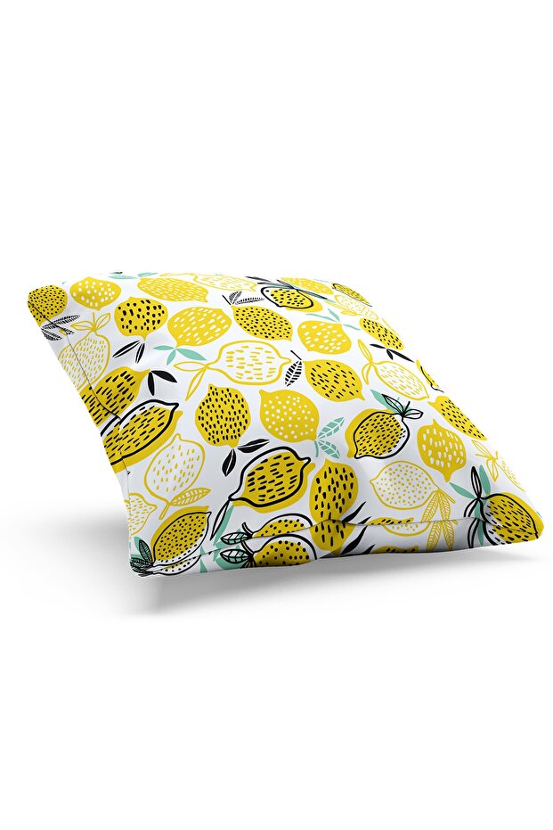 Double Sided Printed Lemon-2 Patterned Suede Throw Pillow Case - 2