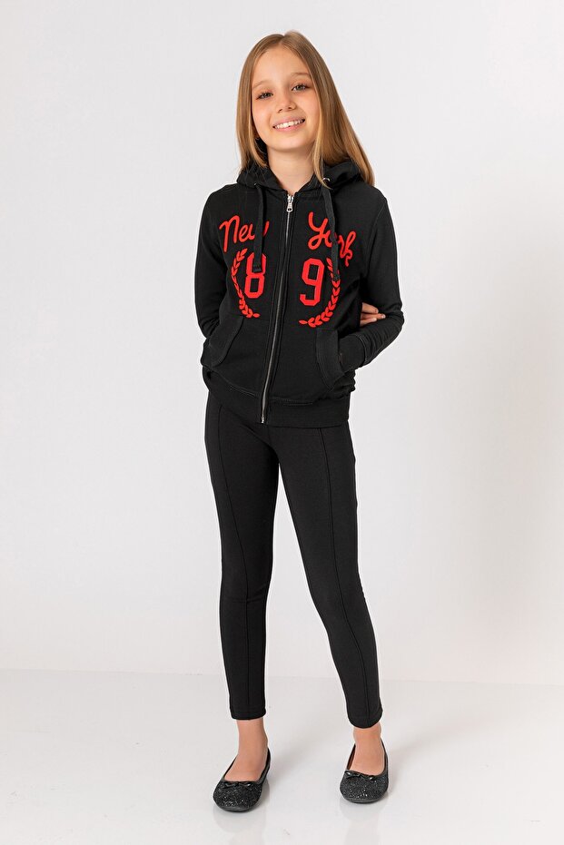 Girl's Zippered Hooded Sweatshirt