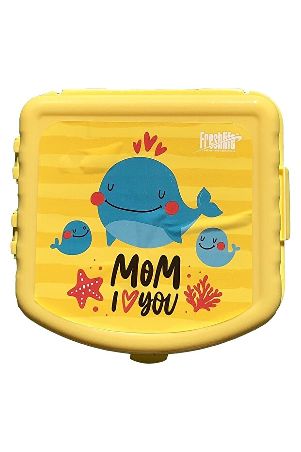 Yellow Compartmented Lunch Box / Two Compartment Feeding Storage Container Box