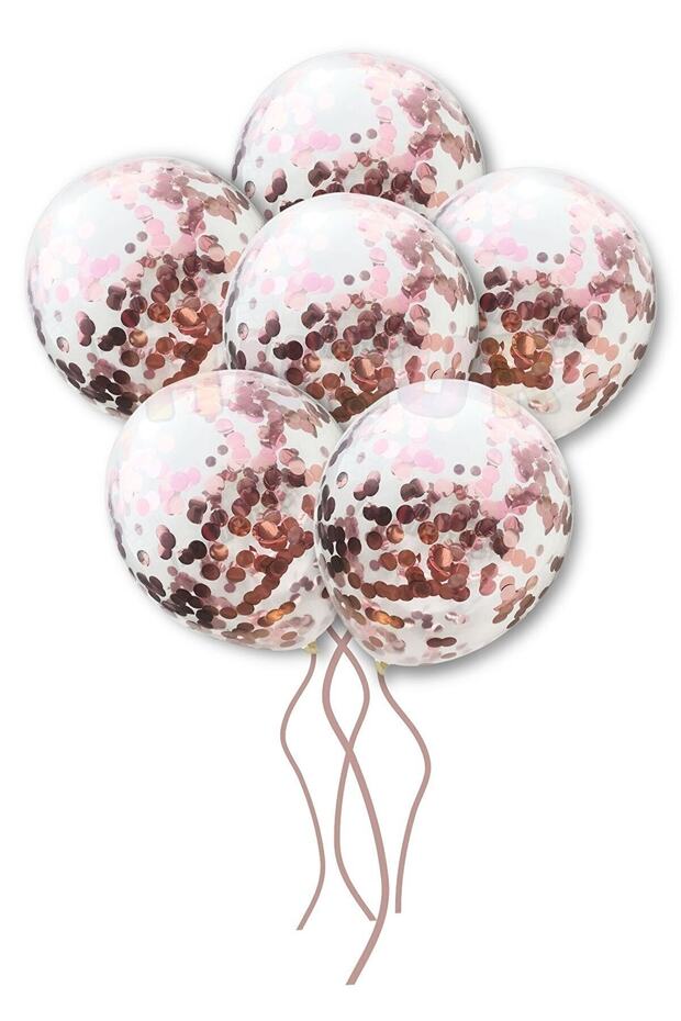 Transparent Balloon Set with Rose Gold Confetti : 12" Balloon 10 Pieces - 1 Pack Balloon Confetti (Pack)