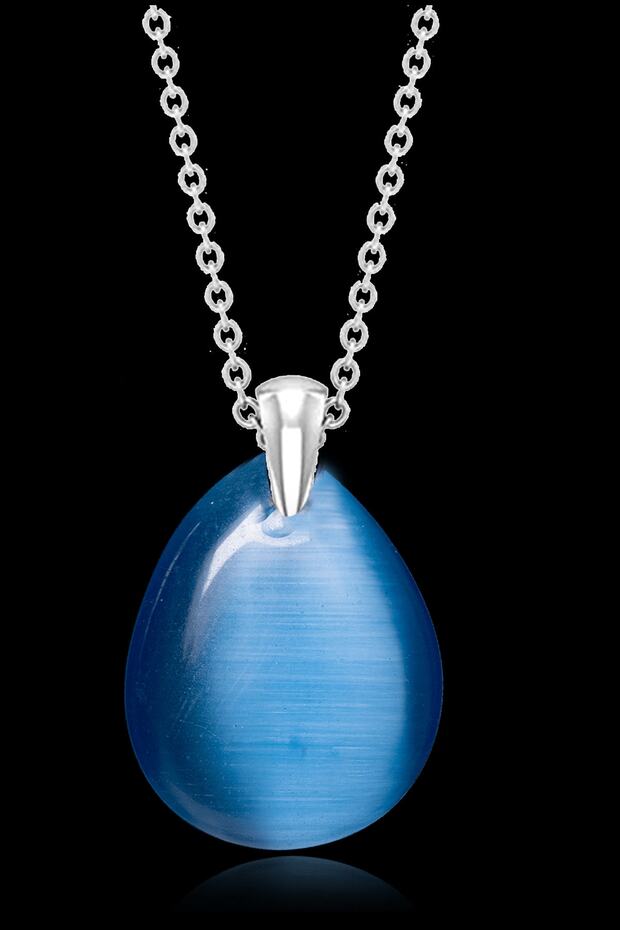 Certified Faceted Light Blue Agate Stone Necklace - Aaa Quality