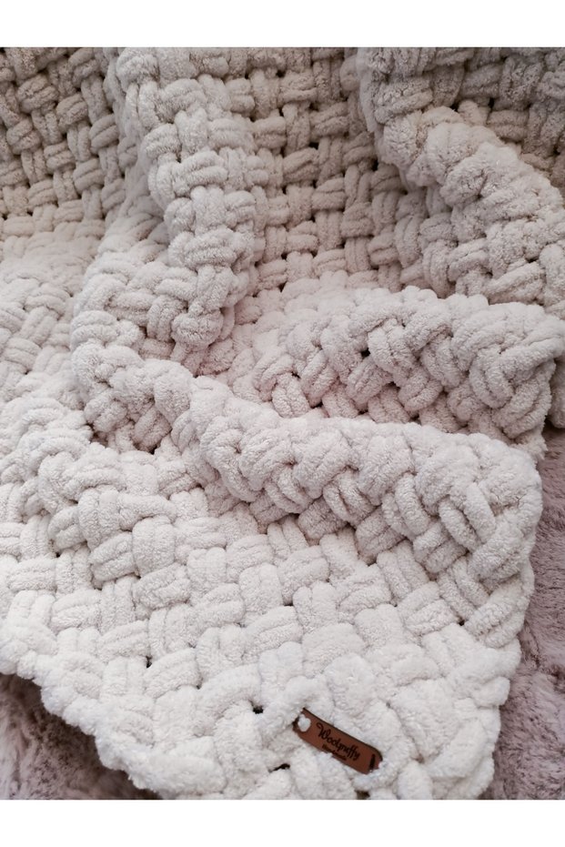 Antibacterial Alize Puffy Hand Knitted Baby Blanket 90*90