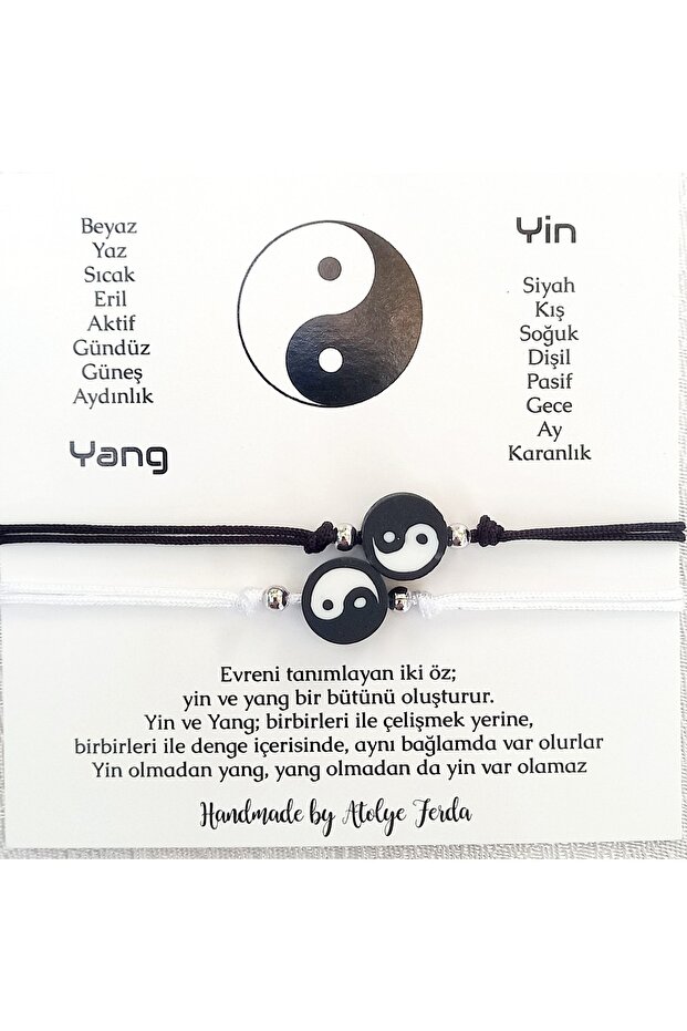 Yin Yang Themed Fimo Card Couple Bracelet
