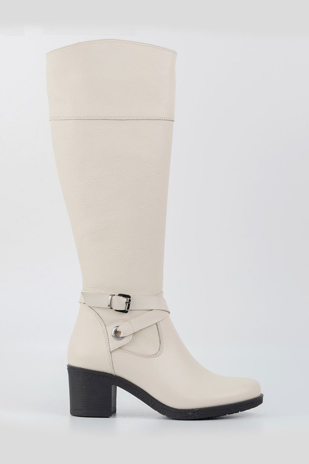 Women's Beige Genuine Natural Leather Boots