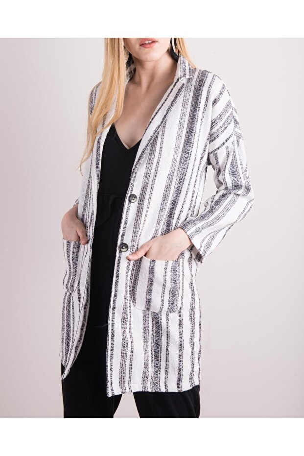 Striped Long Jacket - 2