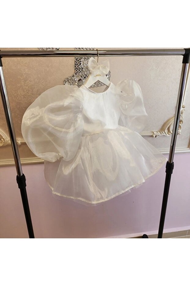 White Organza Puffy Dress