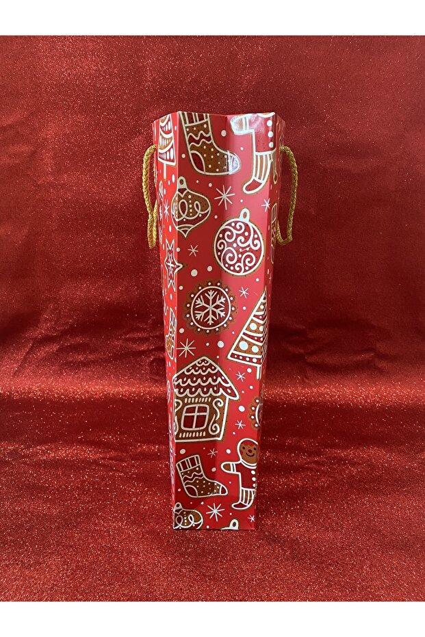 Kırmızı Cookie Yılbaşı Hediye Karton Poşet - 3