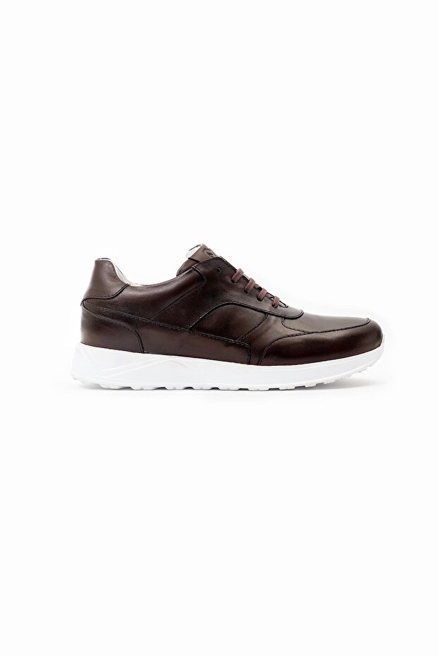 Men's Brown Genuine Leather Sneaker Shoes