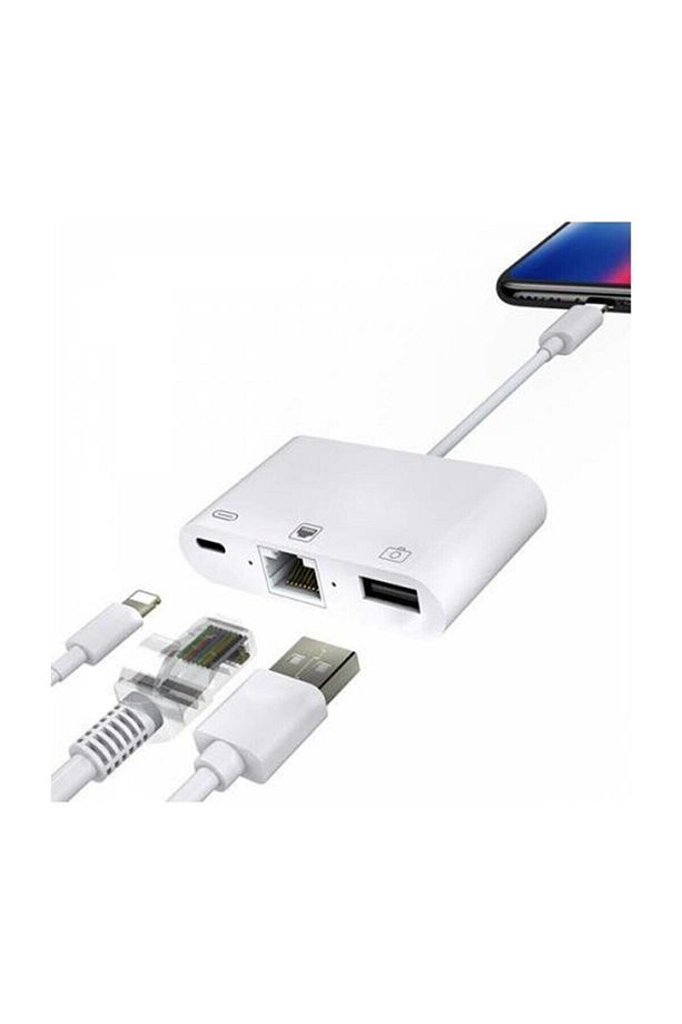 Iphone 7 8 X 11 11 Pro 12 13 13 14 Pro Max Ve Ipad Uyumlu Usb Ethernet Lightning Şarj Adaptörü 3in1 - 3