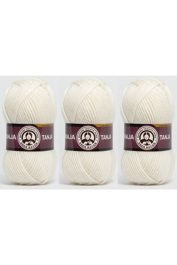 Tanja Hand Knitting Yarn 100 Gr 3 Pieces Color 004 Is Cream Color