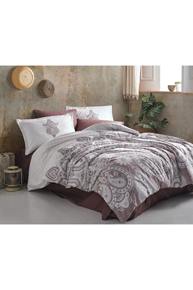 Ranforce Duvet Cover Set Ç.K. Azka Coffee V2
