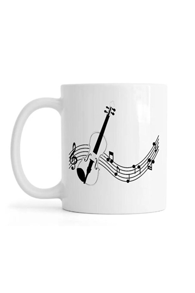 Violin Patterned Porcelain Mug - 1