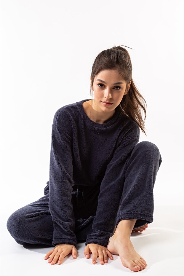 Kadın Mavi Wellsoft Basic Yaka Takım - 3