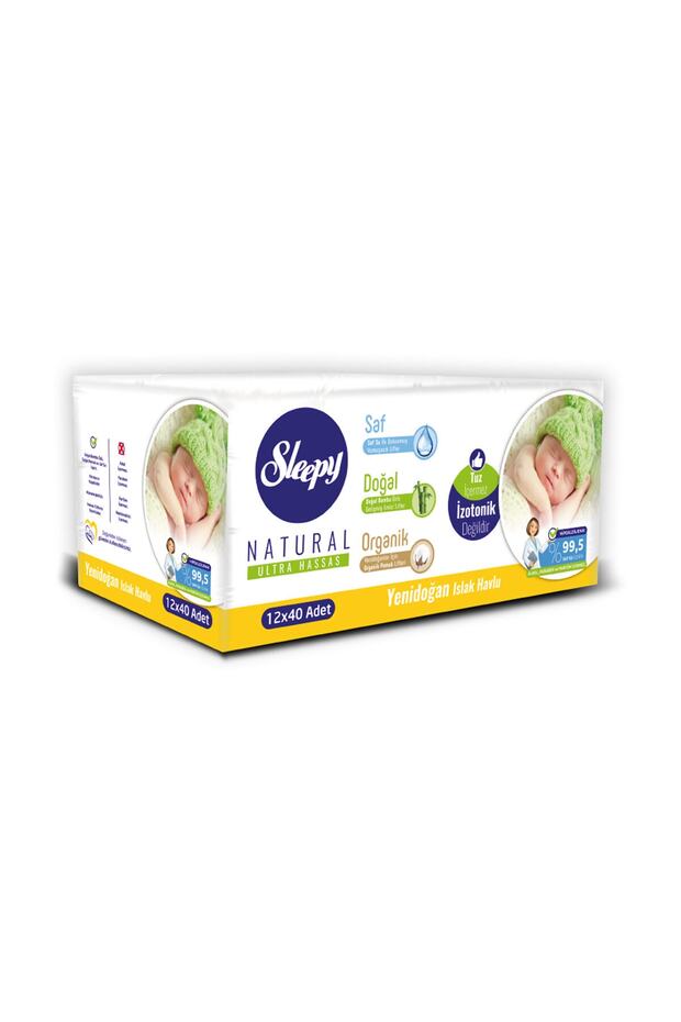 Natural Yenidoğan Islak Pamuklu Havlu12x40 480 Yaprak - 1