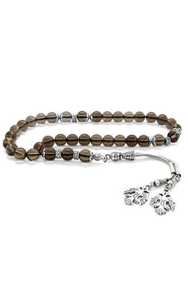 Non-Tarnish Metal Tasseled Globe Cut Quartz Natural Stone Rosary