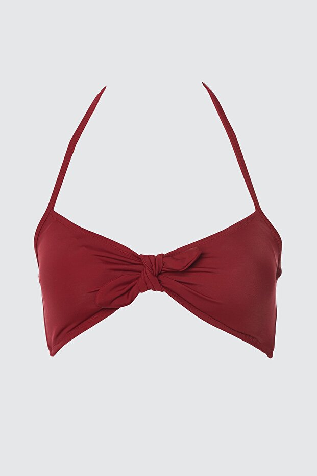 Bordo Fiyonklu Bralette Kaplı Bikini Üstü TBESS21BU0098 - 5