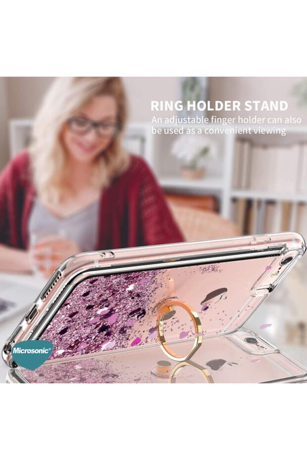 Xiaomi Redmi Note 8 Kılıf Glitter Liquid Holder Mor - 4