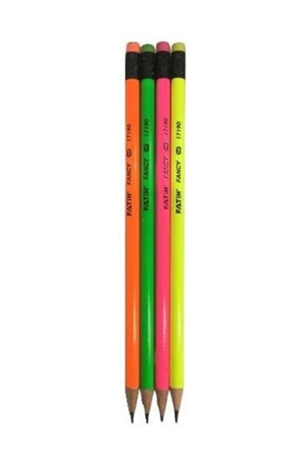 Fancy HB Pencil with Eraser, 12 Neon Colors