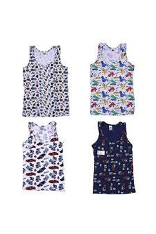 3 Pack Boys Patterned Singlets - 1