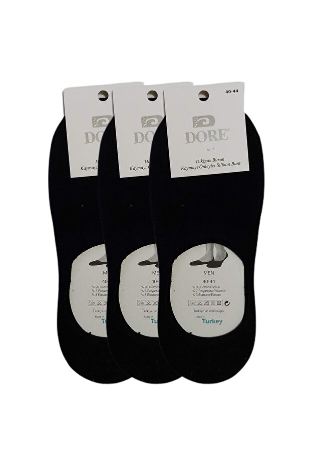 Men's Black Toe Seamless Non-Slip Silicone Modal Ballerina Socks 3 Pcs