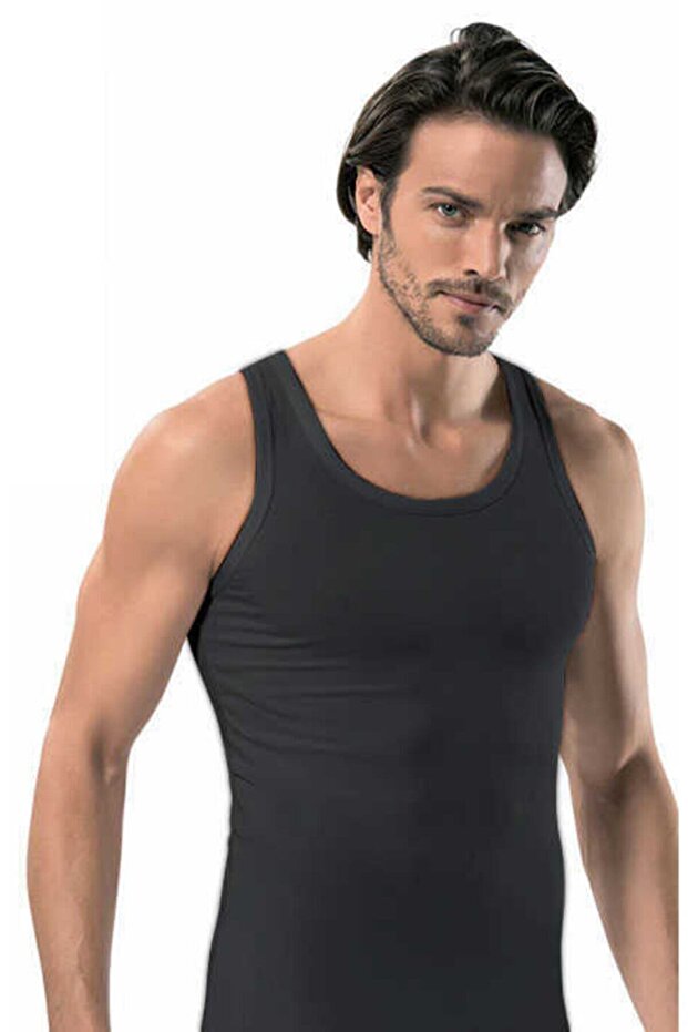 Men's Black 2-Piece Combed Cotton Undershirt 1010