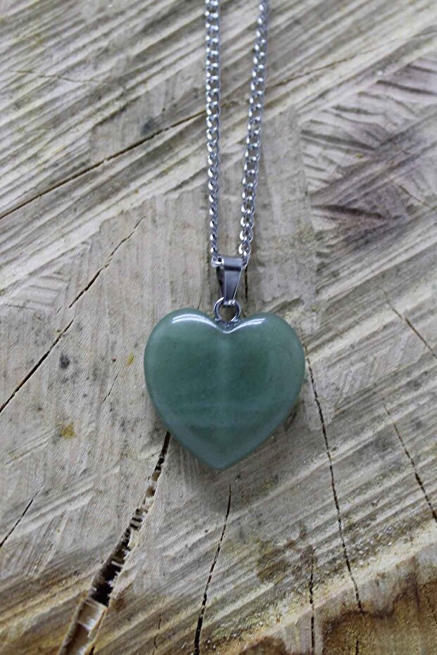 Aventurine Natural Stone Heart Necklace Tky0111